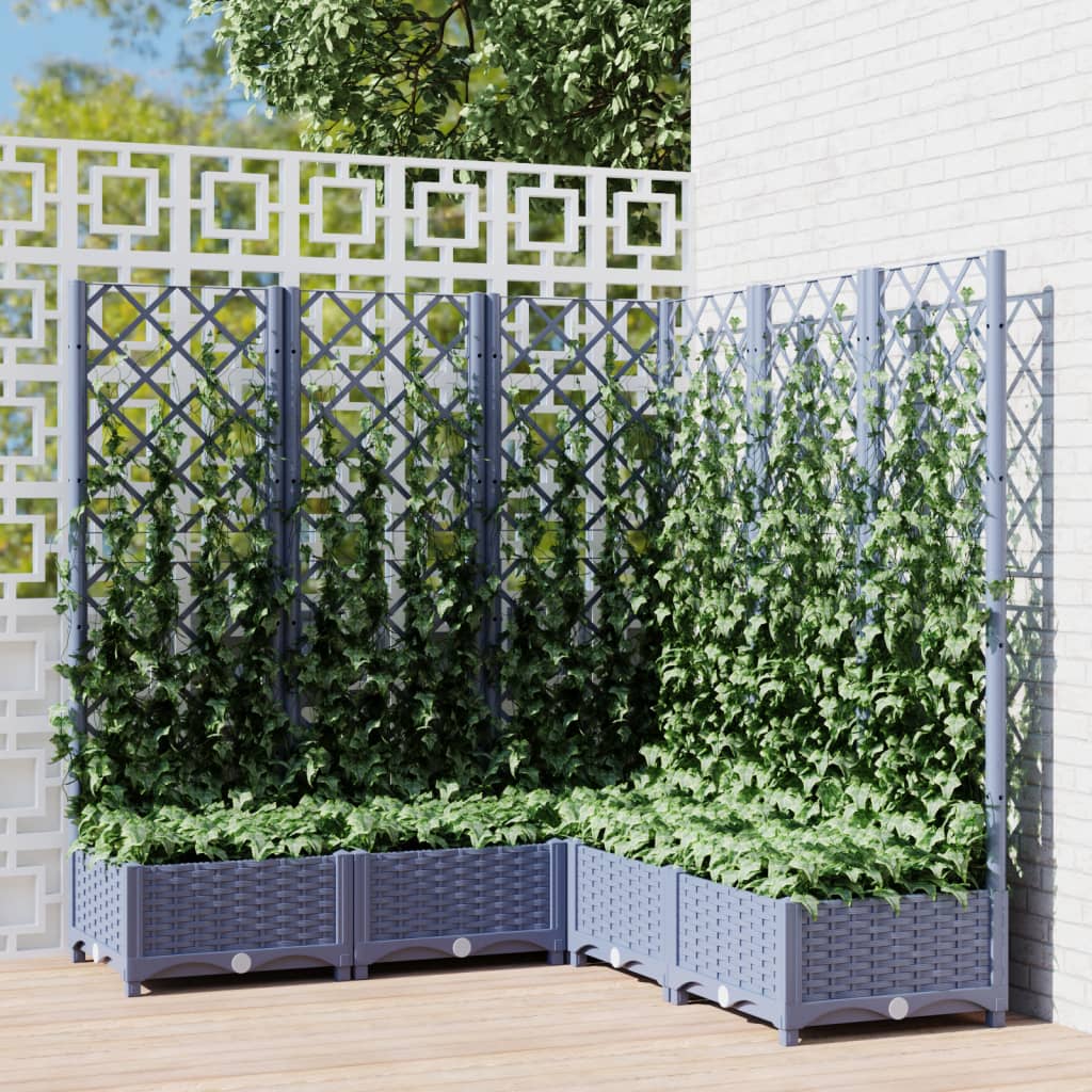 Plantenbak Met Latwerk 120X120X121,5 Cm Polypropeen Donkergrijs