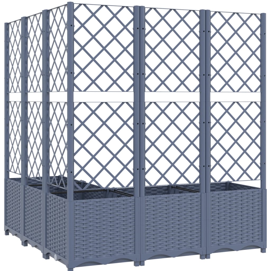 Plantenbak Met Latwerk 120X120X136 Cm Polypropeen Donkergrijs