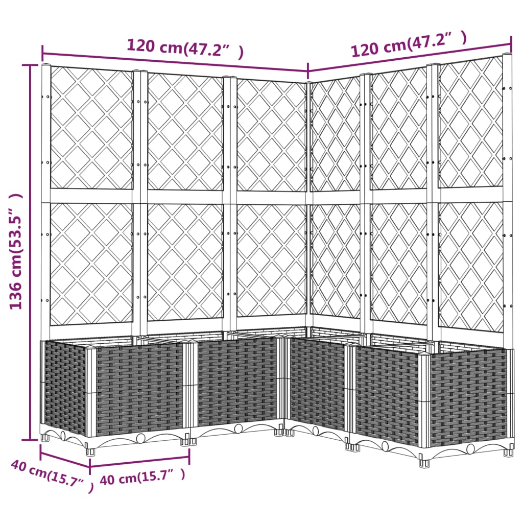 Plantenbak Met Latwerk 120X120X136 Cm Polypropeen Donkergrijs