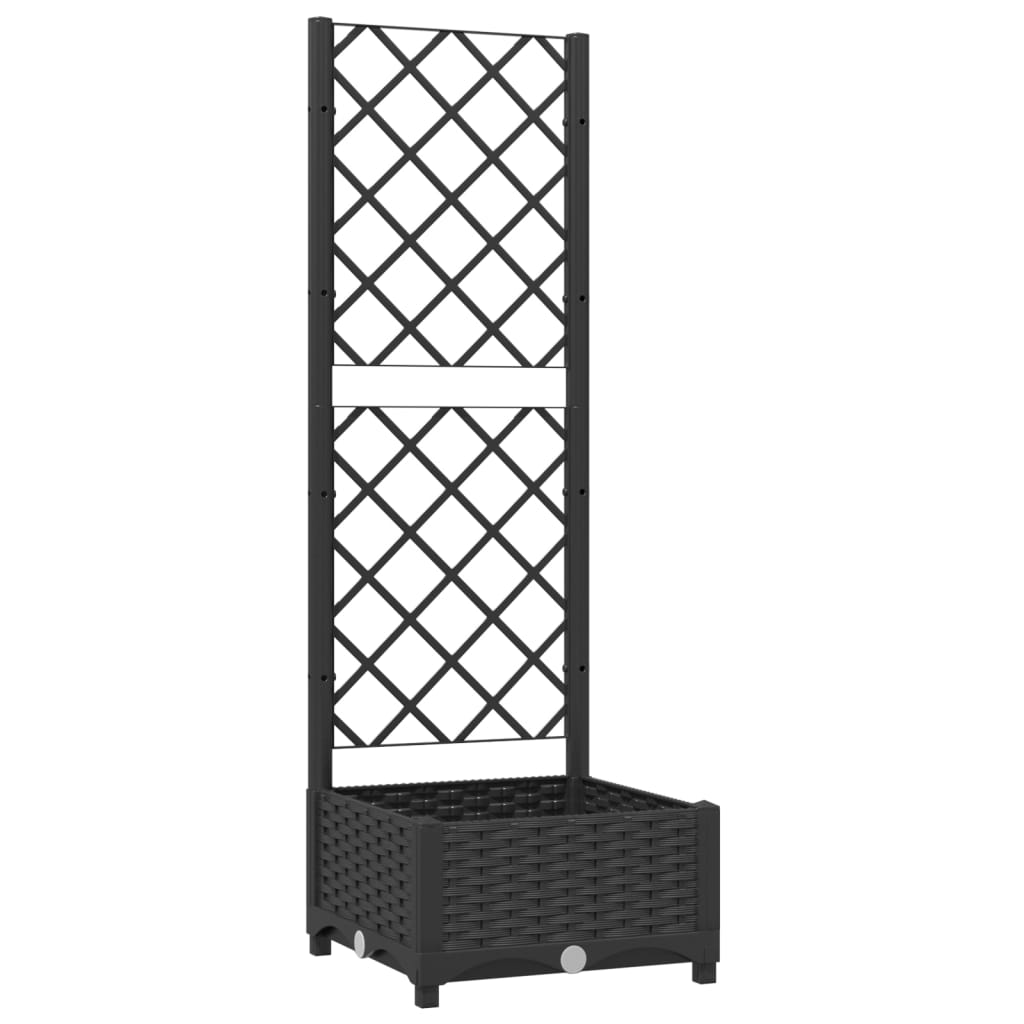 Plantenbak Met Latwerk 40X40X121,5 Cm Polypropeen Zwart