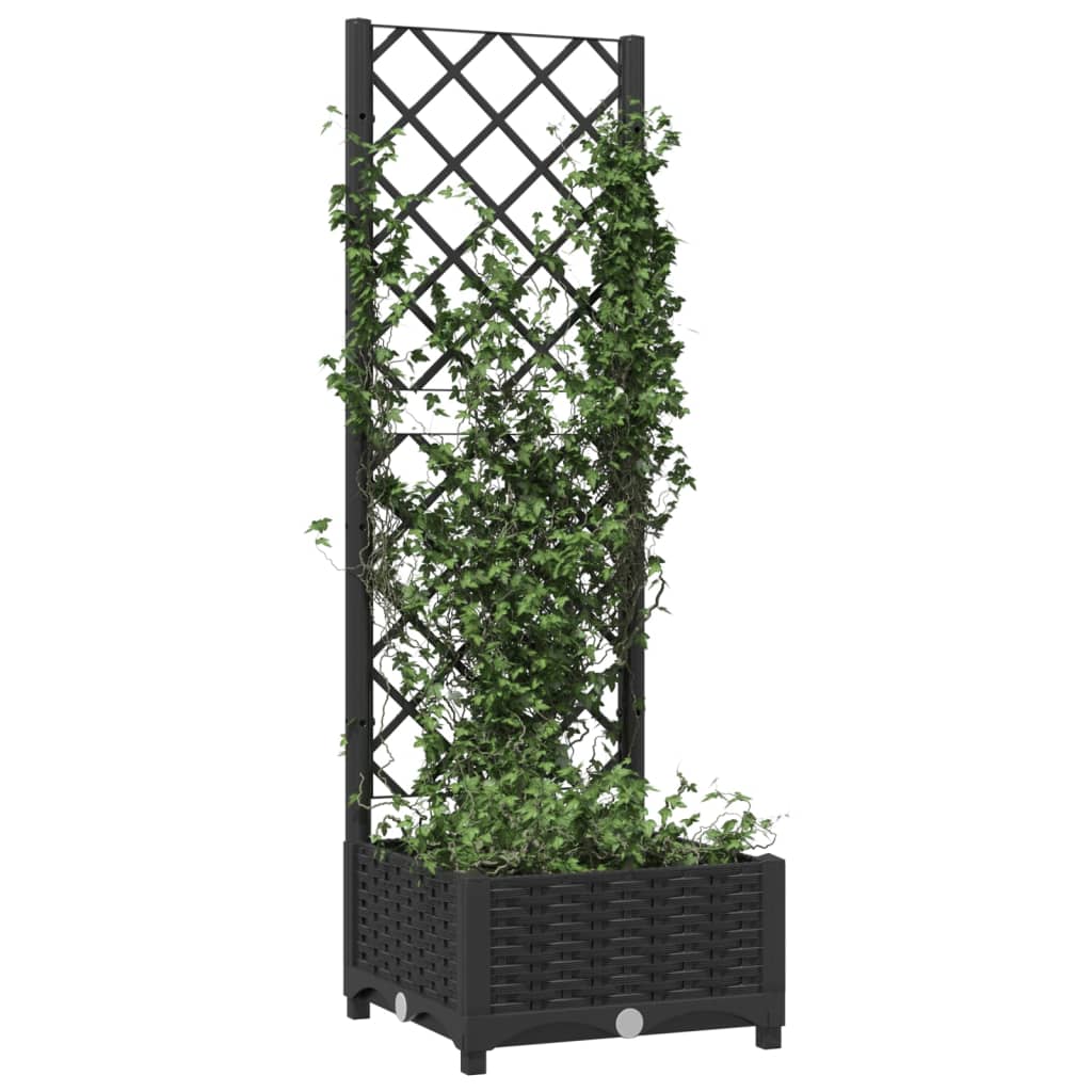Plantenbak Met Latwerk 40X40X121,5 Cm Polypropeen Zwart