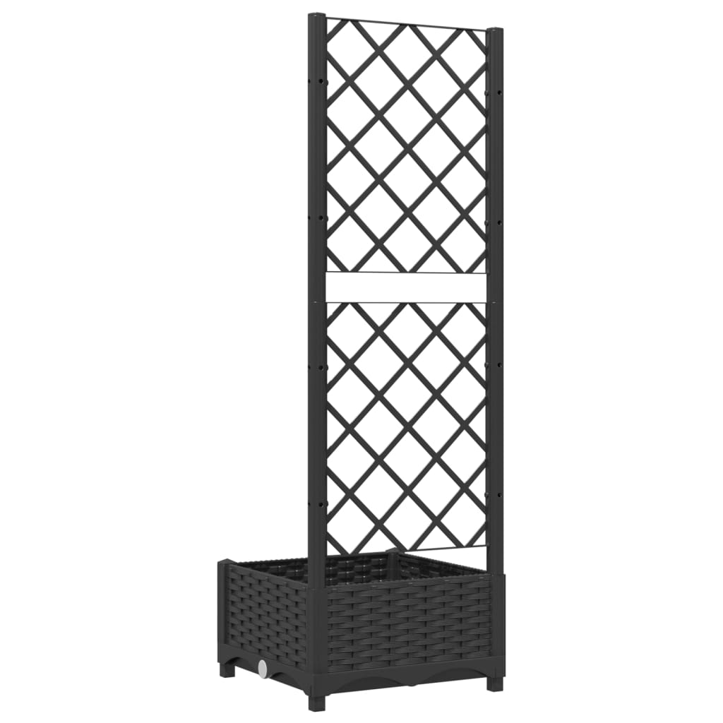 Plantenbak Met Latwerk 40X40X121,5 Cm Polypropeen Zwart