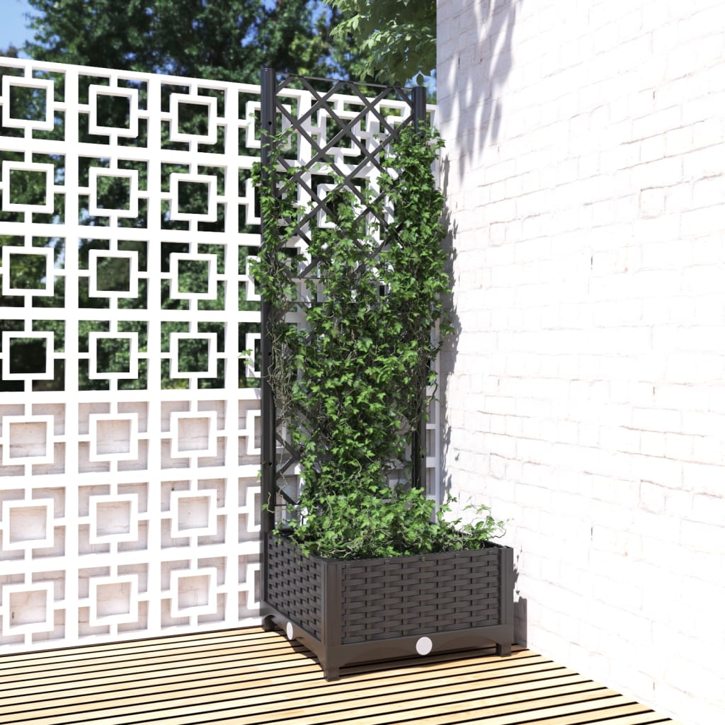 Plantenbak Met Latwerk 40X40X121,5 Cm Polypropeen Zwart