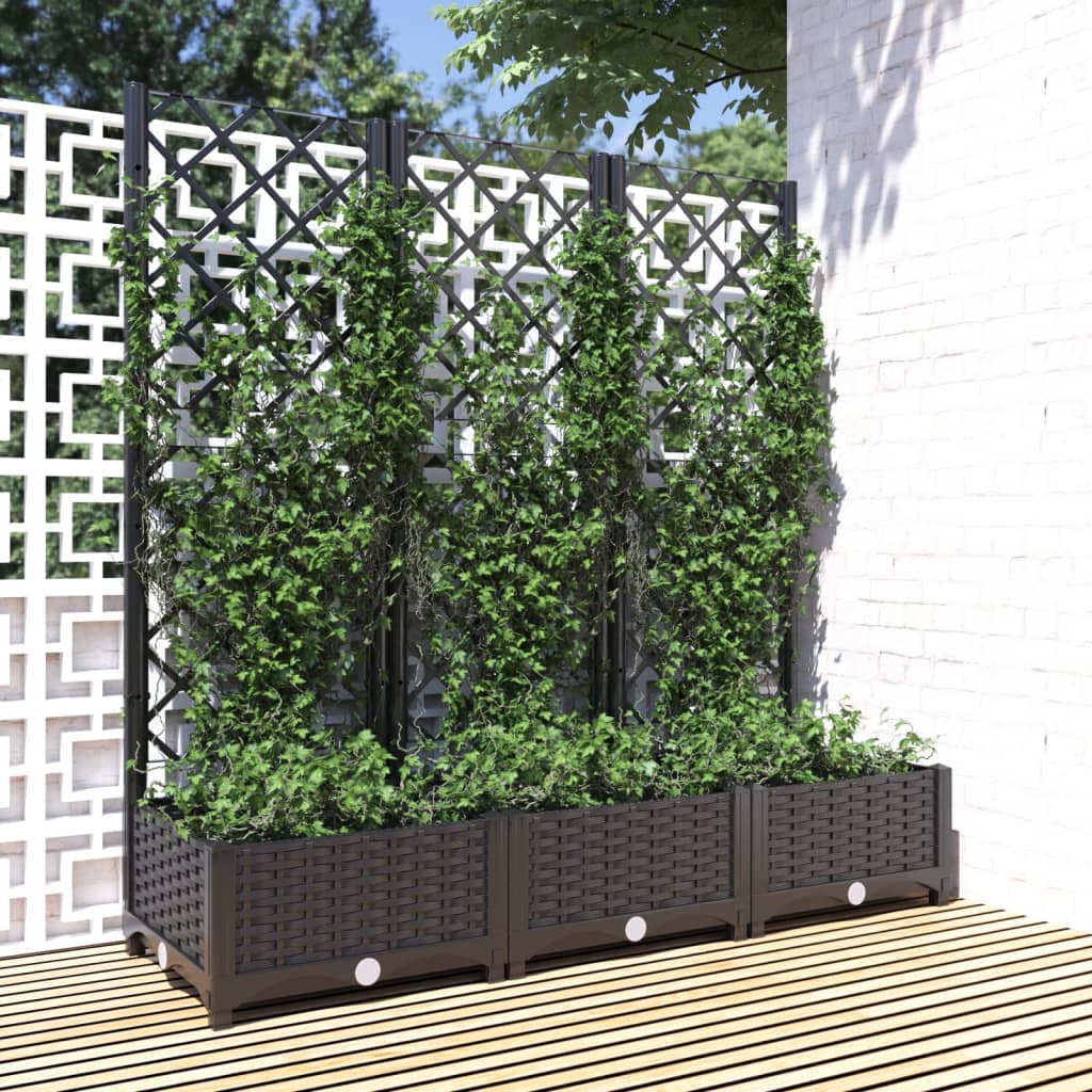 Plantenbak Met Latwerk 120X40X121,5 Cm Polypropeen Zwart