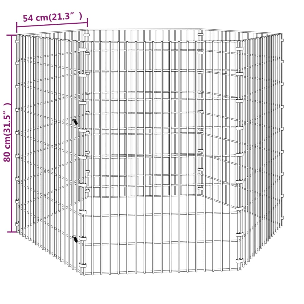 Konijnenkooi Met 6 Panelen 54X80 Cm Gegalvaniseerd Ijzer