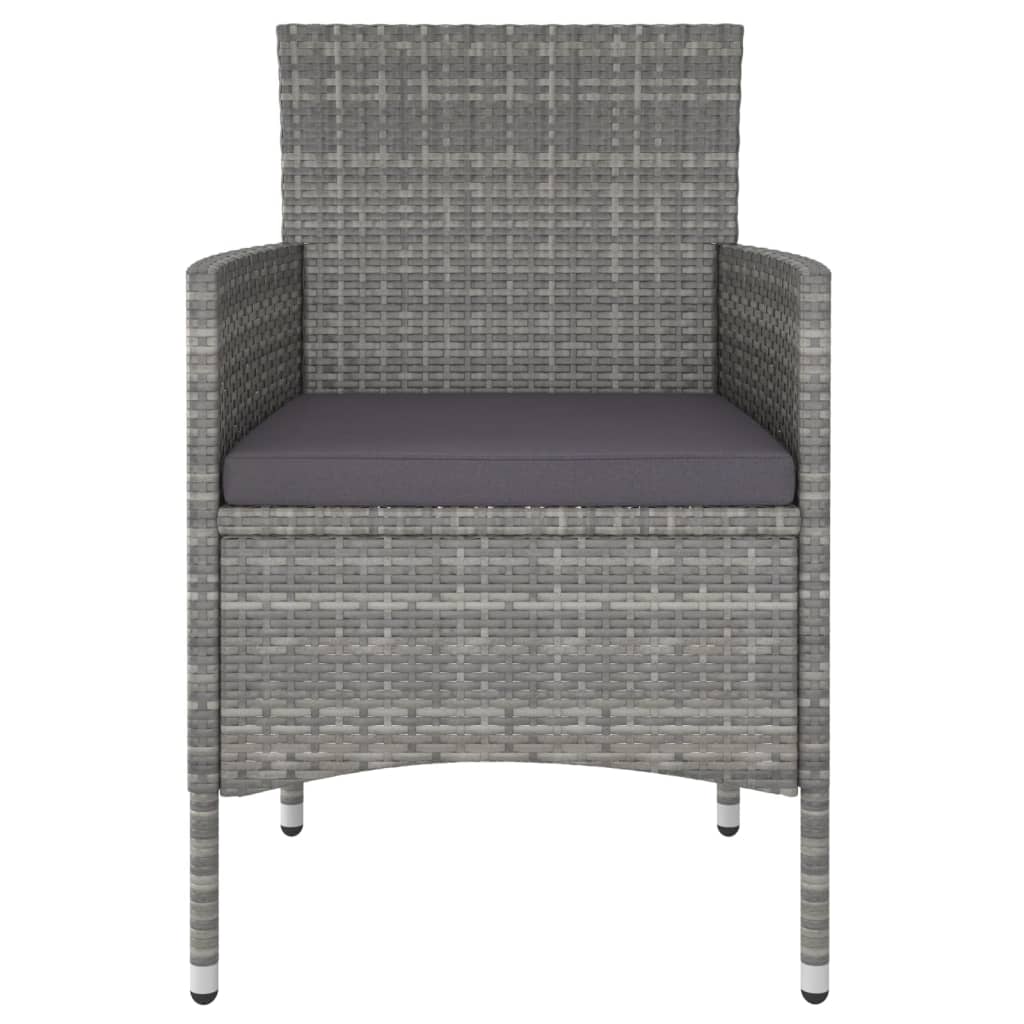 3-Delige Tuinset Poly Rattan Grijs