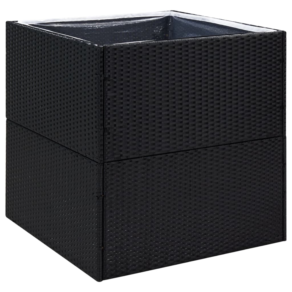 Plantenbak 80X80X80 Cm Poly Rattan Zwart
