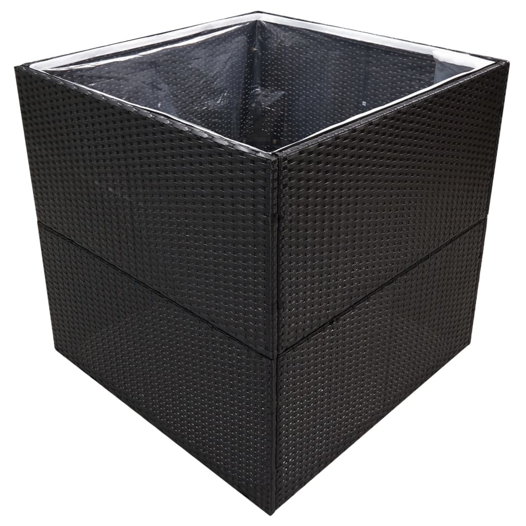 Plantenbak 80X80X80 Cm Poly Rattan Zwart