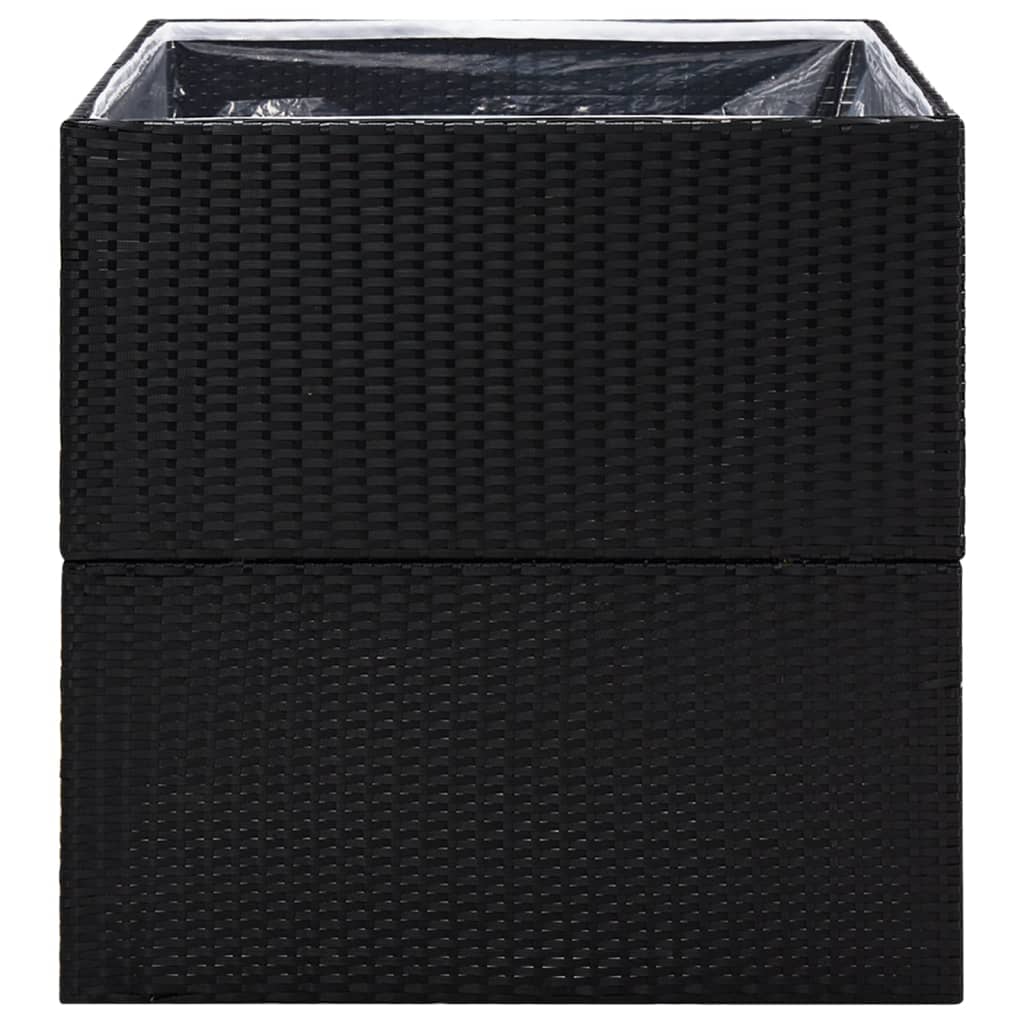 Plantenbak 80X80X80 Cm Poly Rattan Zwart
