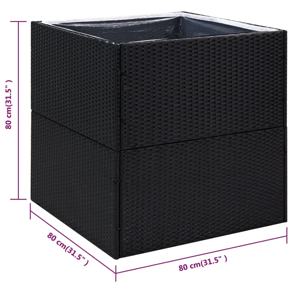 Plantenbak 80X80X80 Cm Poly Rattan Zwart