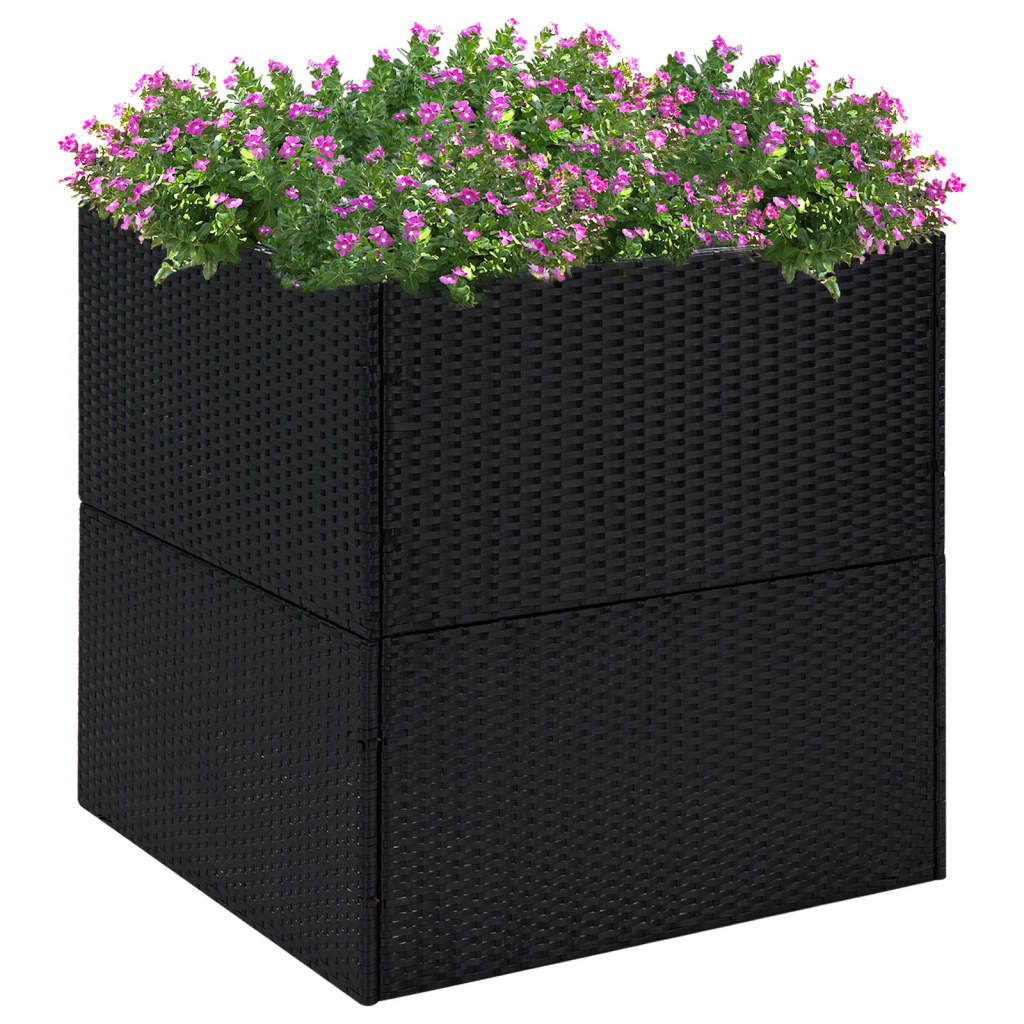 Plantenbak 80X80X80 Cm Poly Rattan Zwart