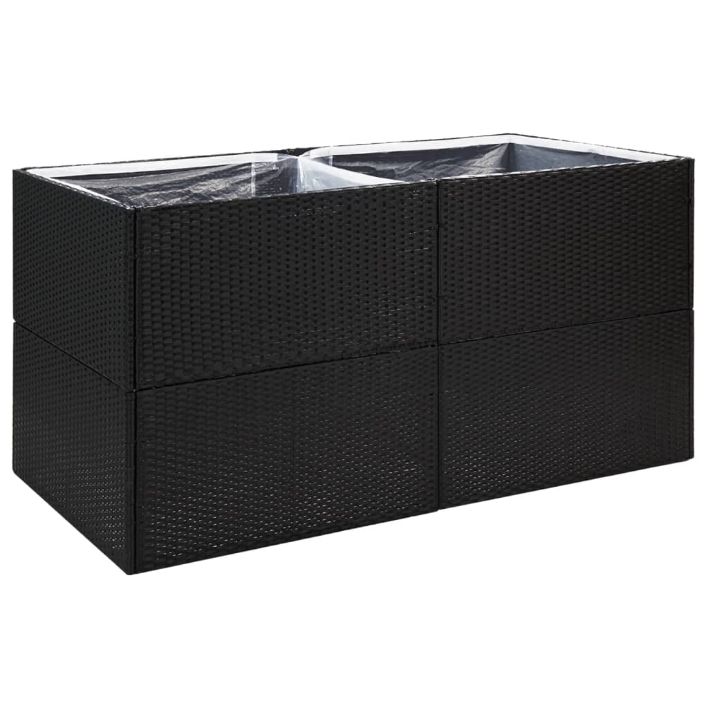 Plantenbak 157X80X80 Cm Poly Rattan Zwart