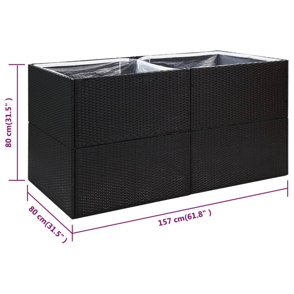 Plantenbak 157X80X80 Cm Poly Rattan Zwart