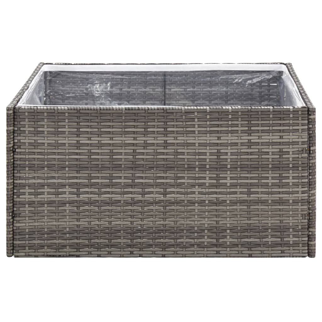 Plantenbak 80X80X40 Cm Poly Rattan Grijs