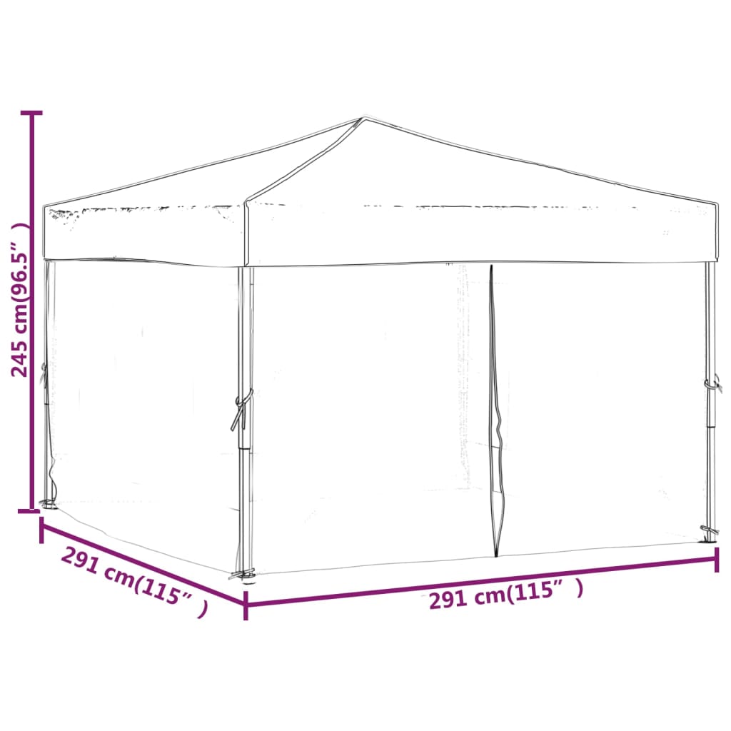 Partytent Inklapbaar Met Zijwanden 3X3 M Wit