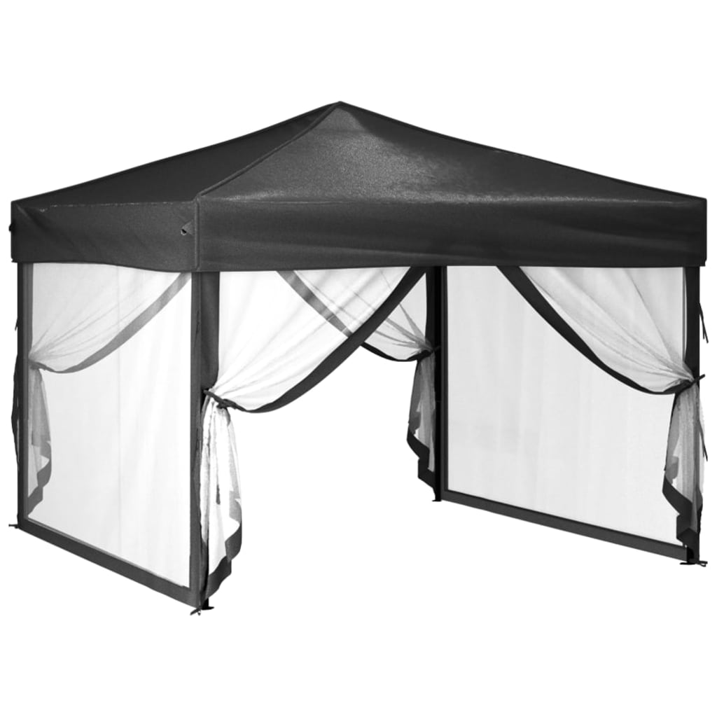 Partytent Inklapbaar Met Zijwanden 3X3 M Antracietkleurig