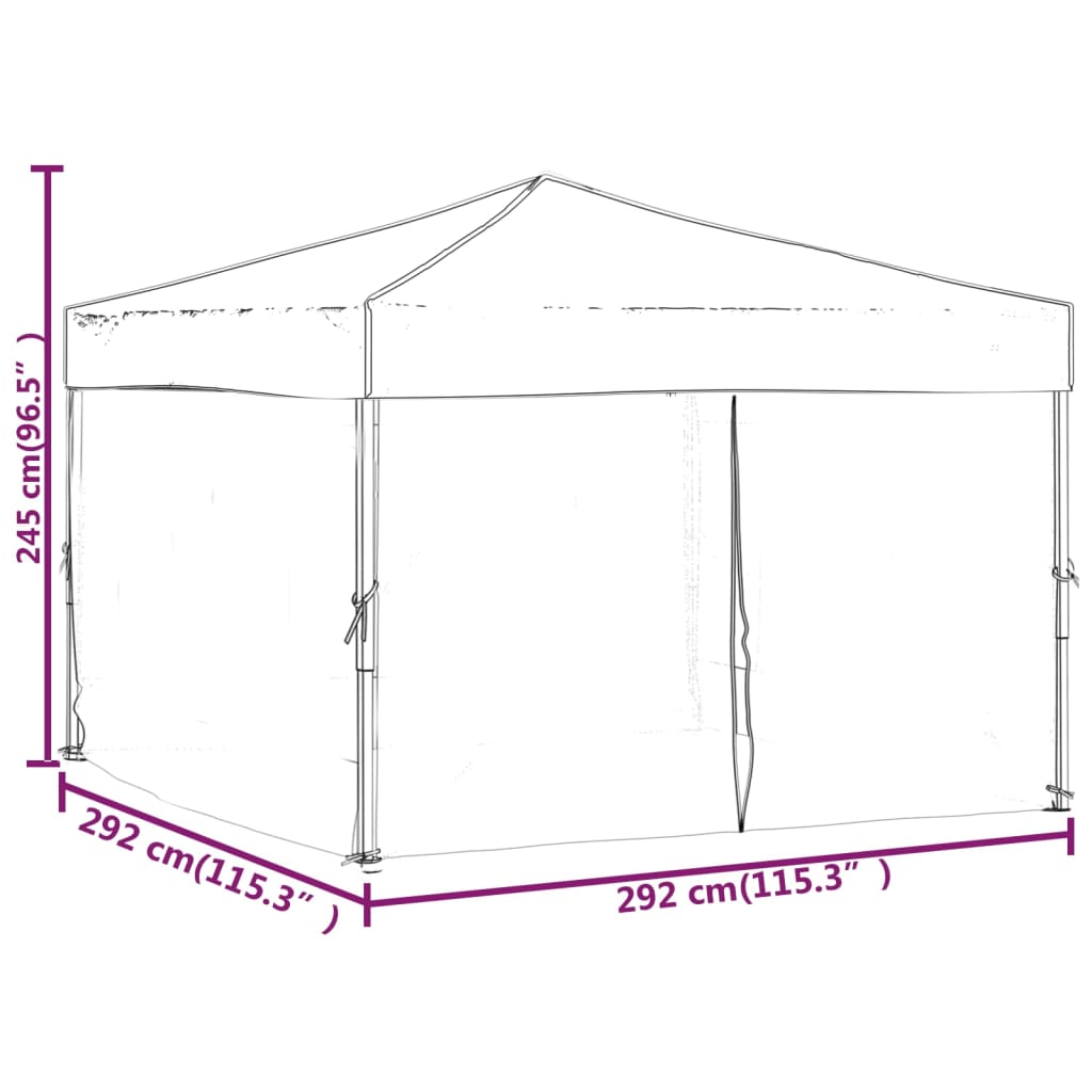 Partytent Inklapbaar Met Zijwanden 3X3 M Antracietkleurig