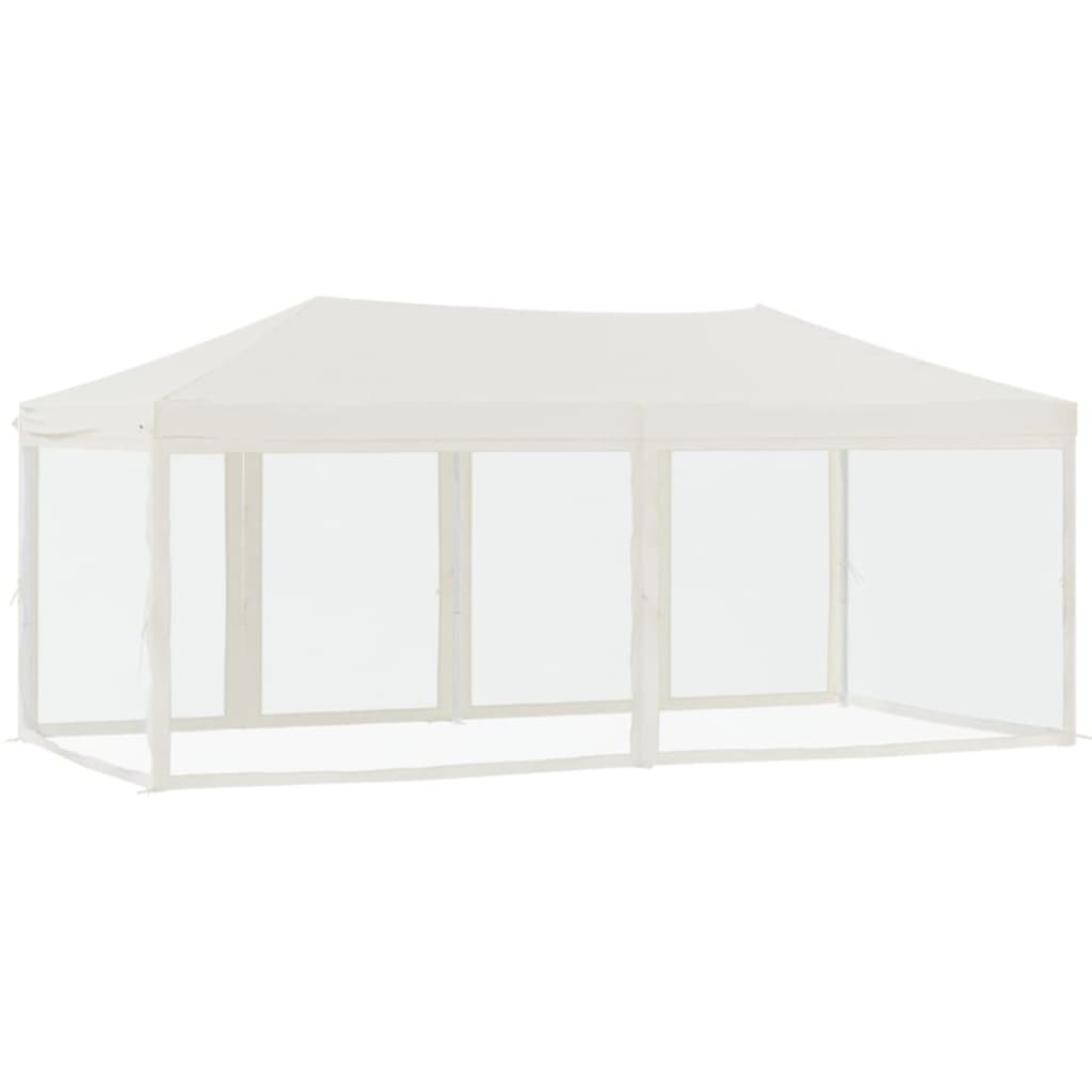 Partytent Inklapbaar Met Zijwanden 3X6 M Crèmekleurig
