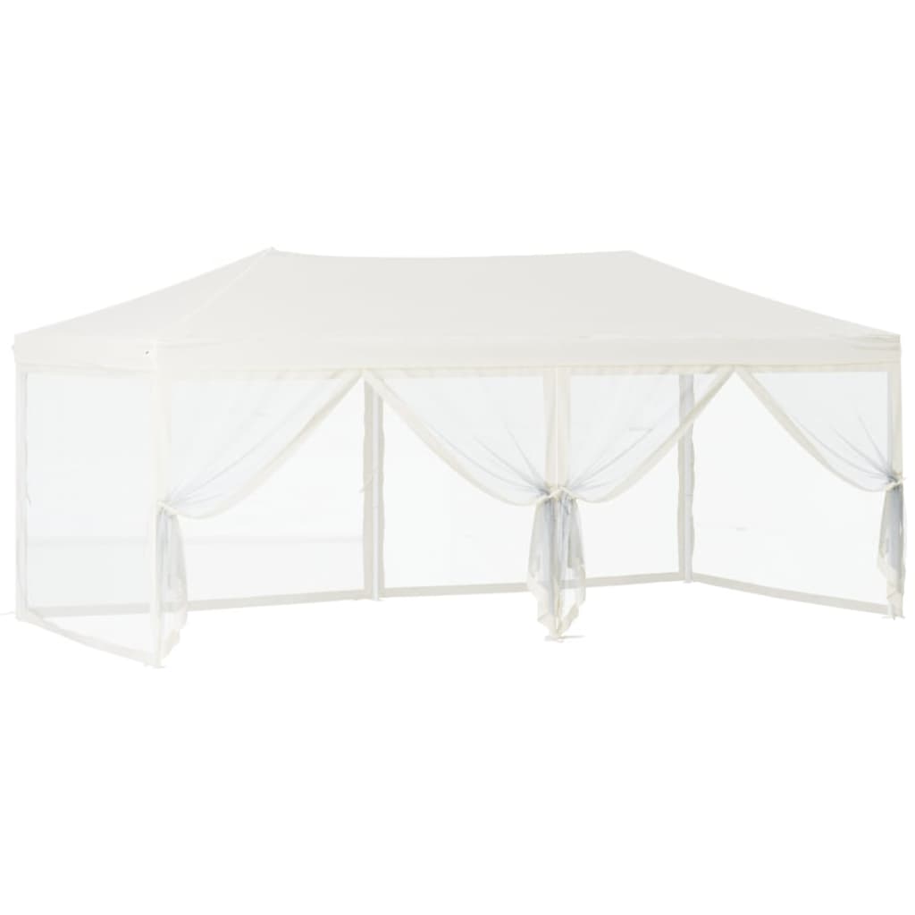 Partytent Inklapbaar Met Zijwanden 3X6 M Crèmekleurig