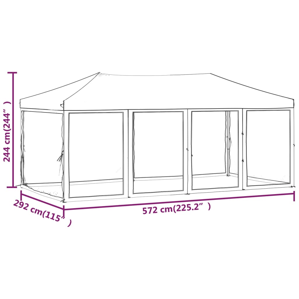 Partytent Inklapbaar Met Zijwanden 3X6 M Crèmekleurig