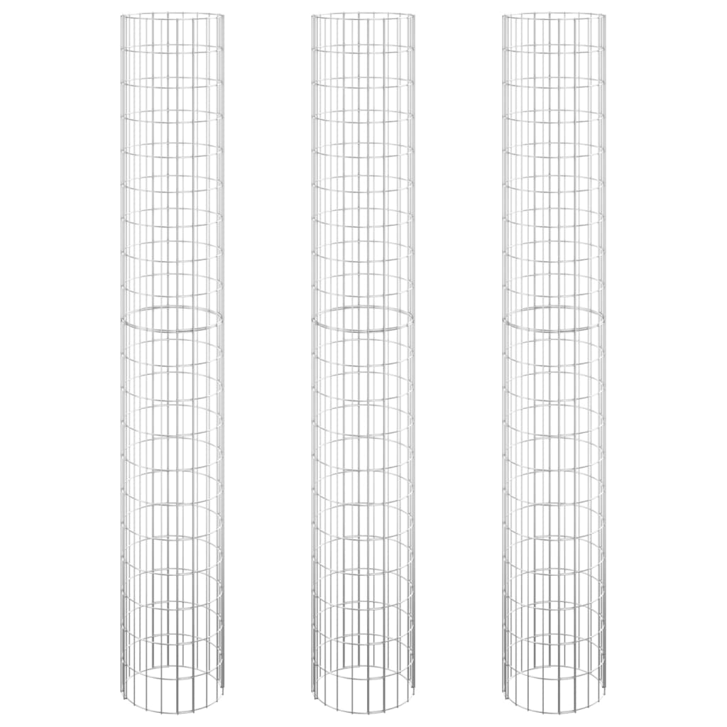 Gabion Plantenbakken 3 St Rond Verhoogd Ø30X200 Cm Staal