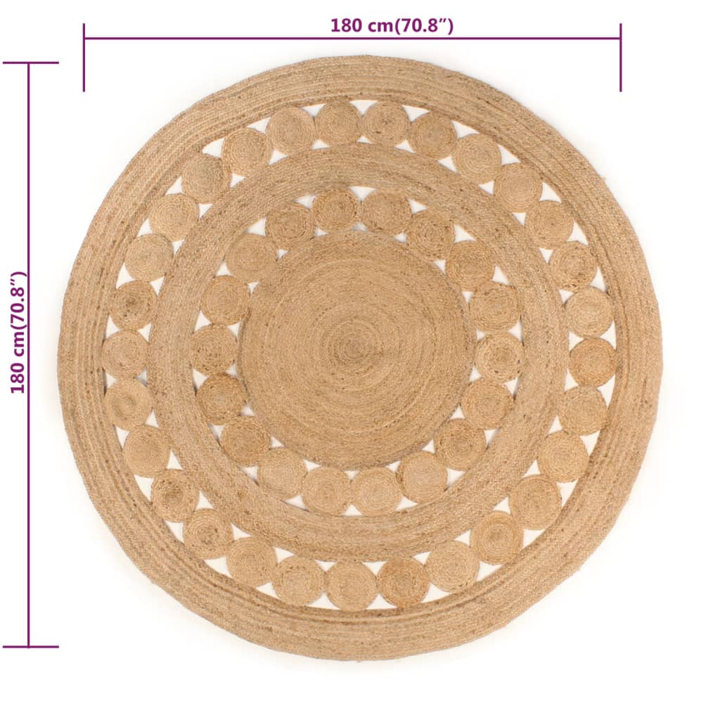Tapijt Met Ontwerp Rond 180 Cm Gevlochten Jute