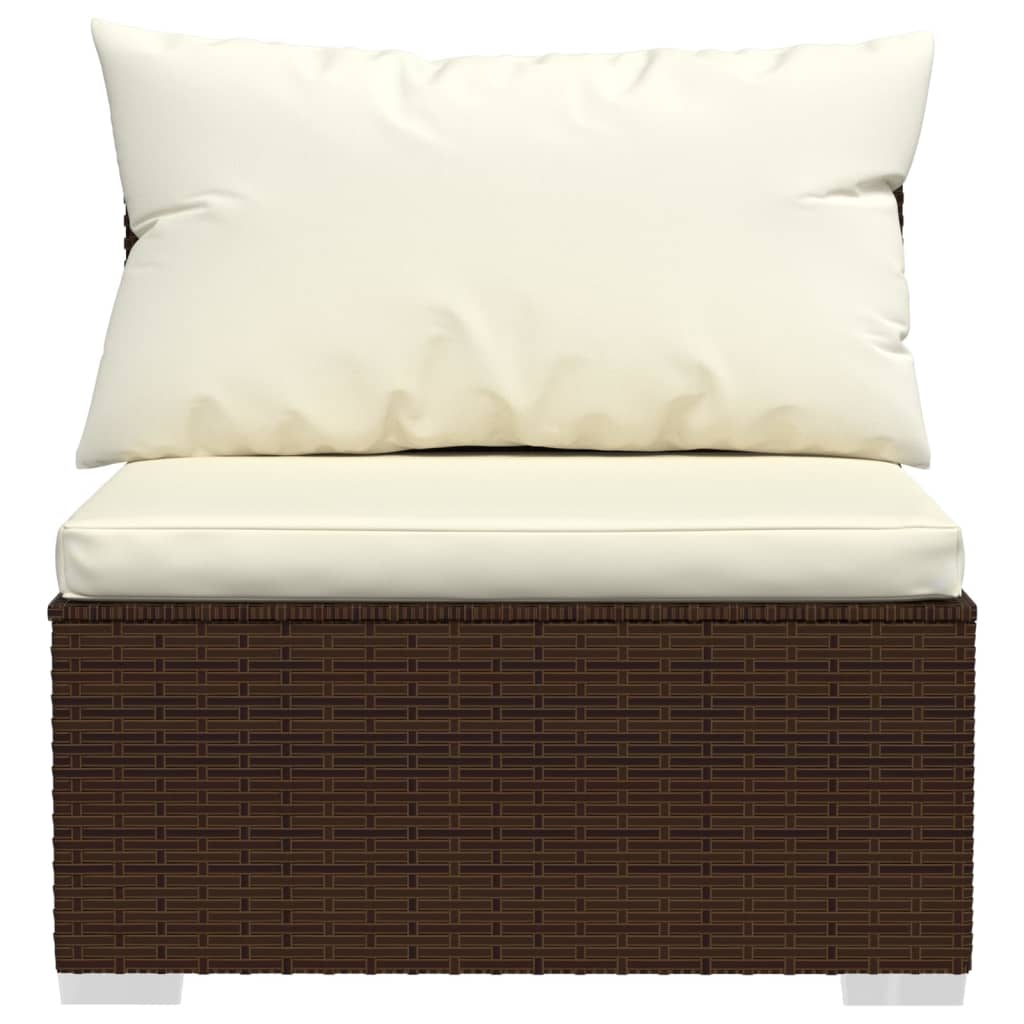 4-Delige Loungeset Met Kussens Poly Rattan Bruin