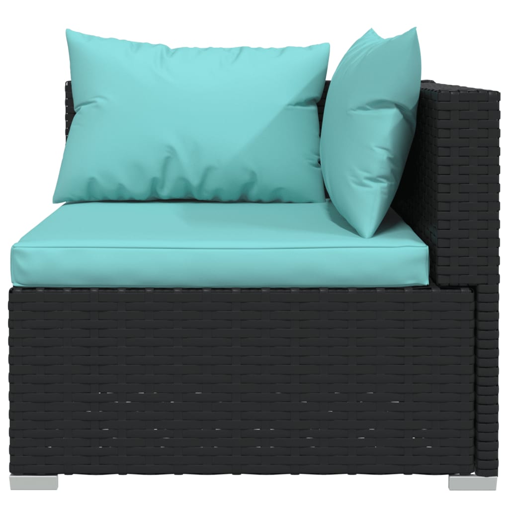 8-Delige Loungeset Met Kussens Poly Rattan Zwart