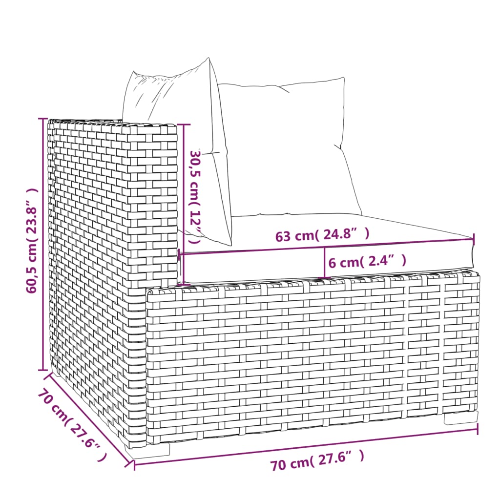 8-Delige Loungeset Met Kussens Poly Rattan Zwart