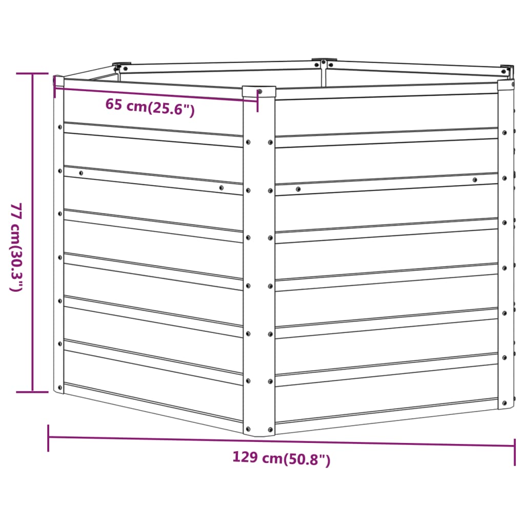 Plantenbak 129X129X77 Cm Cortenstaal Grijs