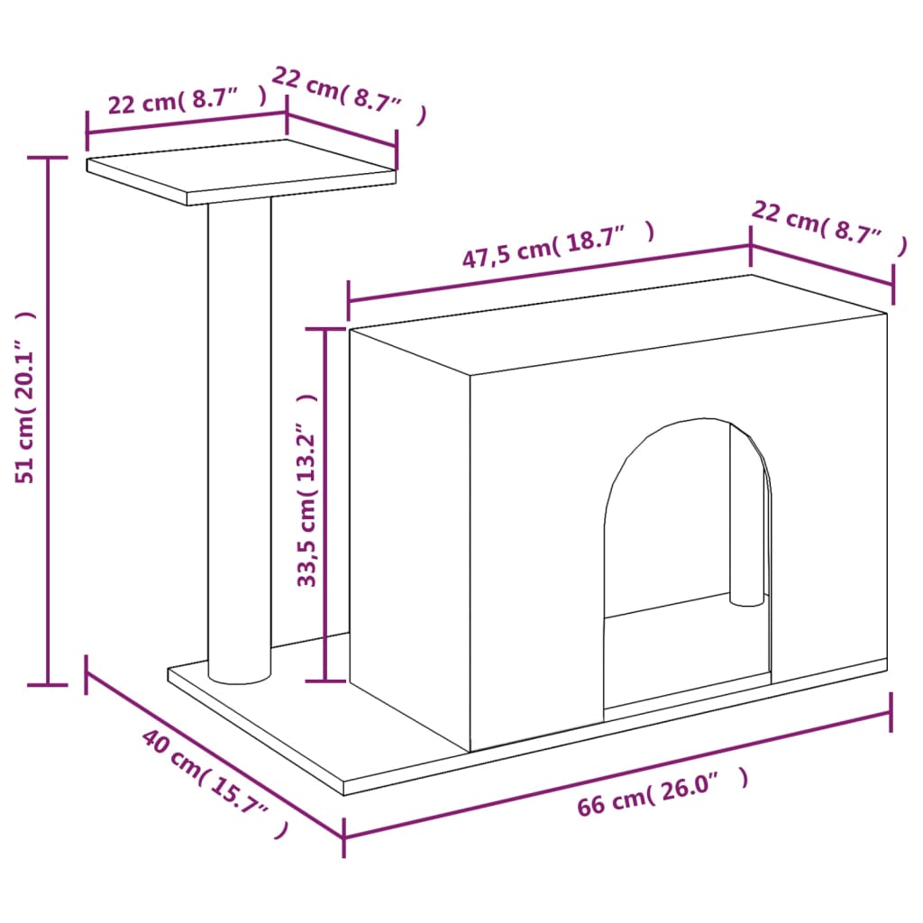 Kattenmeubel Met Sisal Krabpale 51 Cm Lichtgrijs
