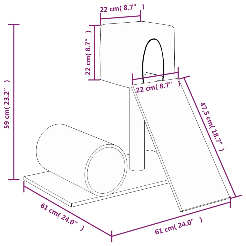 Kattenmeubel Met Sisal Krabpaal 59 Cm Crèmekleurig