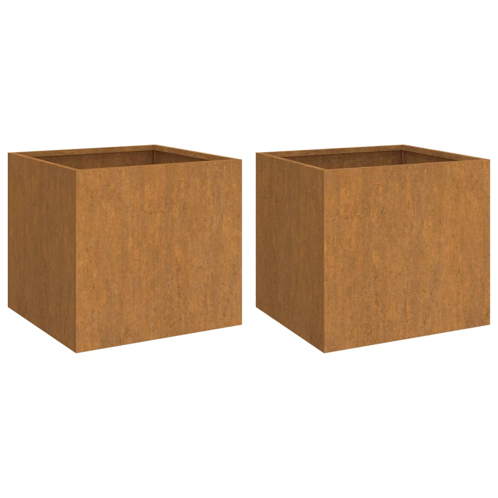Plantenbakken 2 St 32X30X29 Cm Cortenstaal Grijs