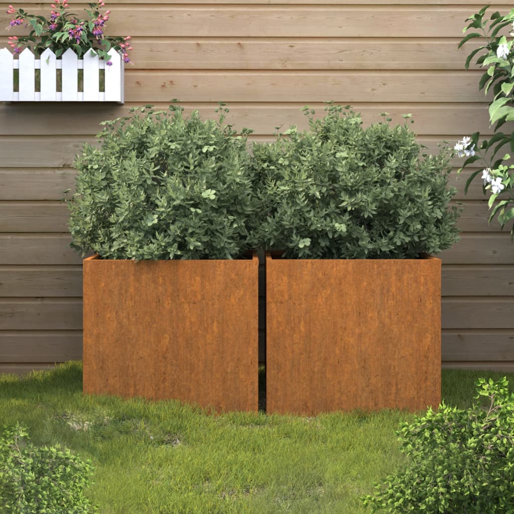 Plantenbakken 2 St 32X30X29 Cm Cortenstaal Grijs