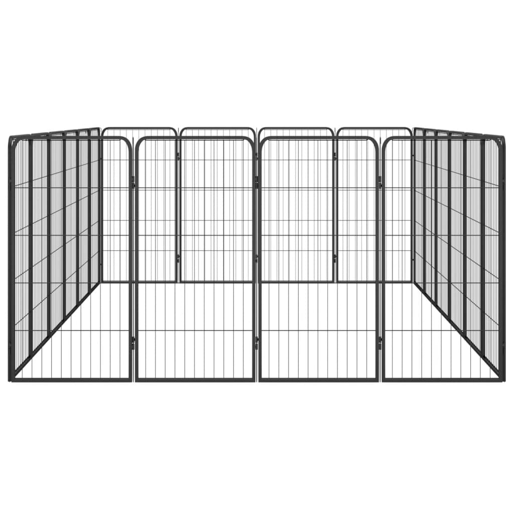 Hondenkennel 20 Panelen 50 X 100 Cm Gepoedercoat Staal Zwart