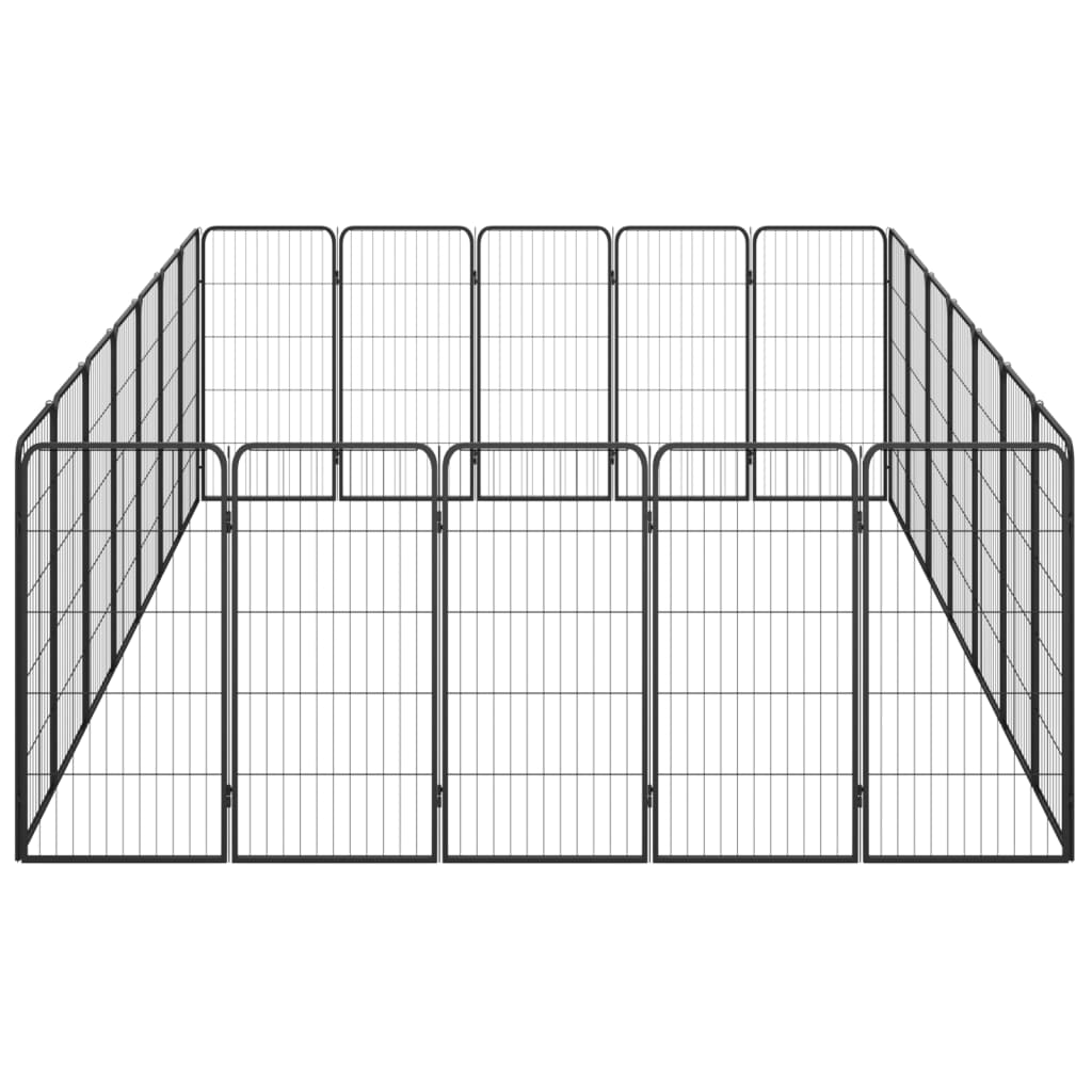 Hondenkennel 24 Panelen 50 X 100 Cm Gepoedercoat Staal Zwart