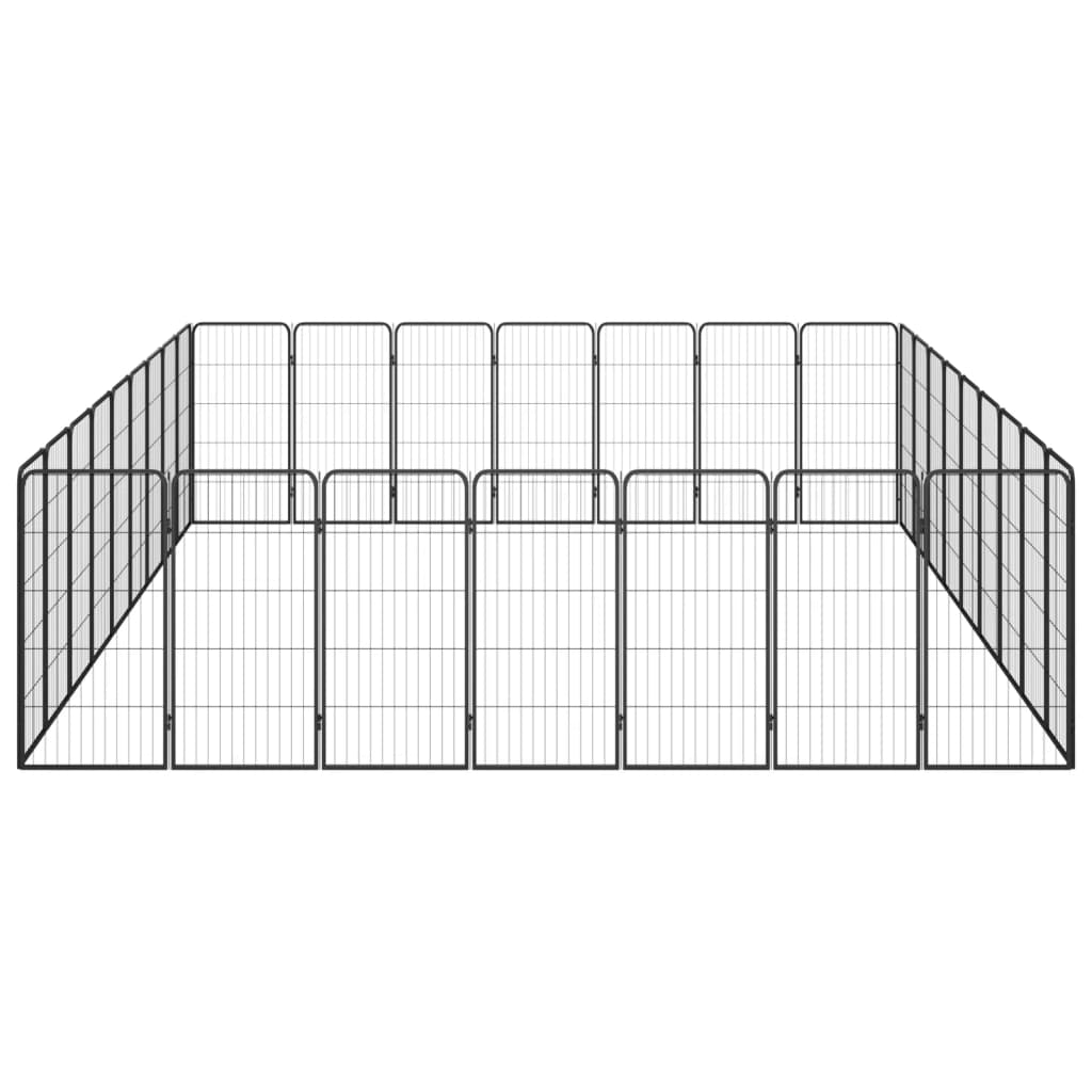 Hundehütte 32 Paneele 50 x 100 cm pulverbeschichteter Stahl schwarz