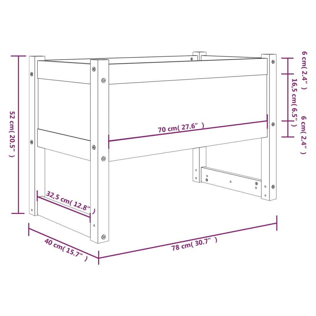 Plantenbak 78X40X52 Cm Massief Grenenhout Wit