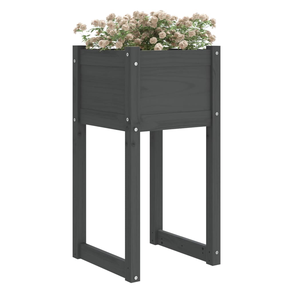 Plantenbak 40X40X81 Cm Massief Grenenhout Grijs