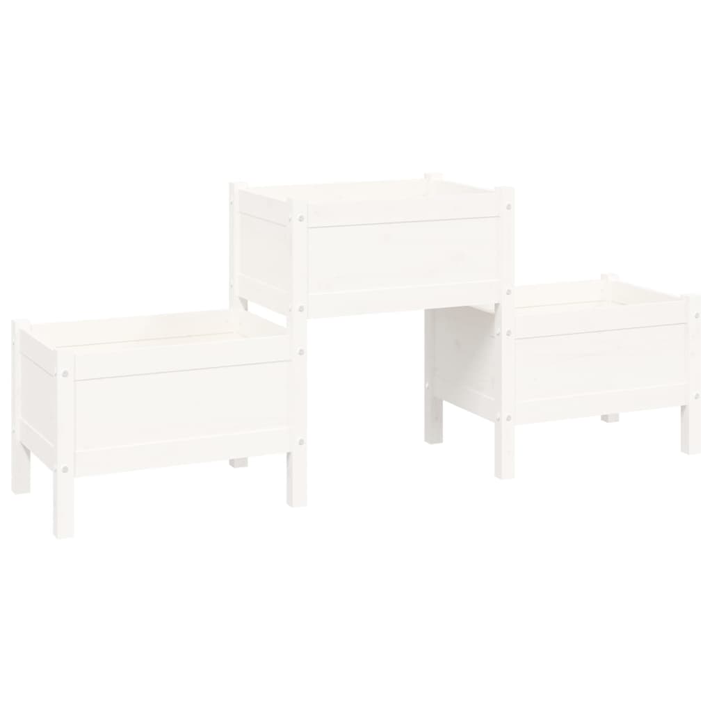 Plantenbak 178,5X44X75 Cm Massief Grenenhout Wit