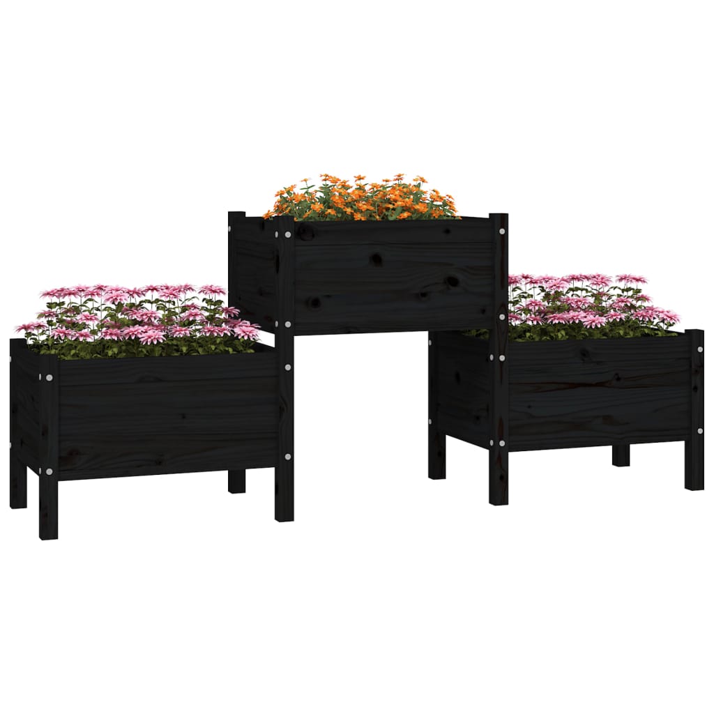 Plantenbak 178,5X44X75 Cm Massief Grenenhout Zwart
