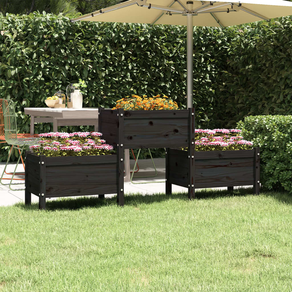 Plantenbak 178,5X44X75 Cm Massief Grenenhout Zwart