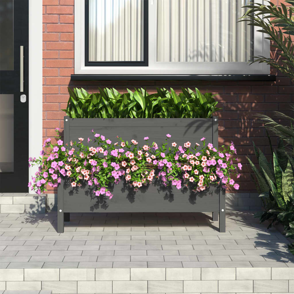 Plantenbak 110X84X75 Cm Massief Grenenhout Grijs
