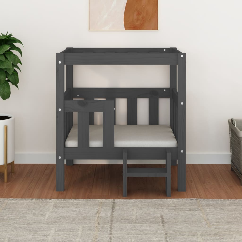 Hondenmand 65,5X43X70 Cm Massief Grenenhout Grijs