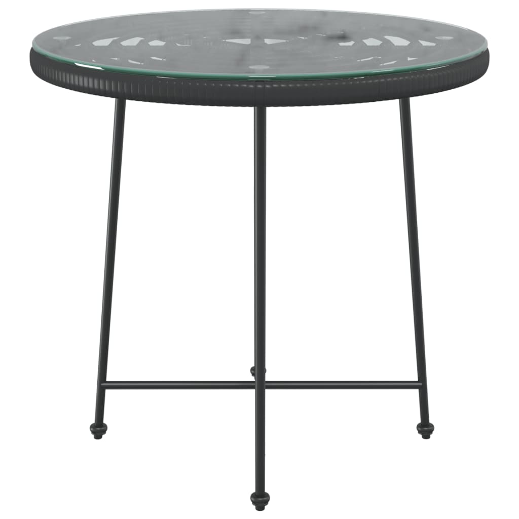Eettafel Ø80 Cm Gehard Glas En Staal Zwart