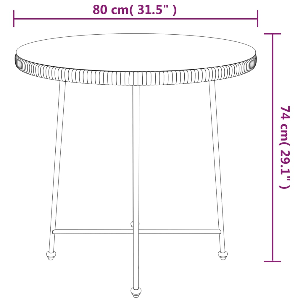 Eettafel Ø80 Cm Gehard Glas En Staal Zwart