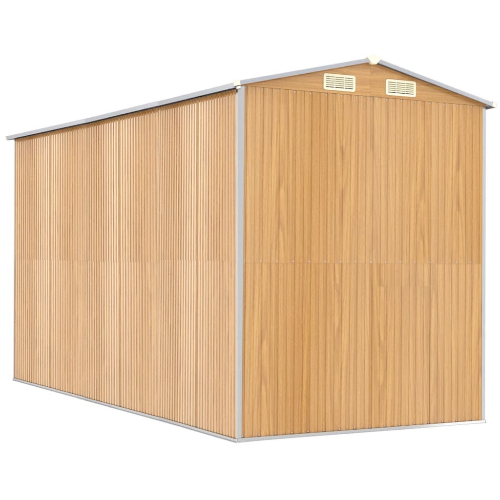 Tuinschuur 192X357X223 Cm Gegalvaniseerd Staal Lichtbruin