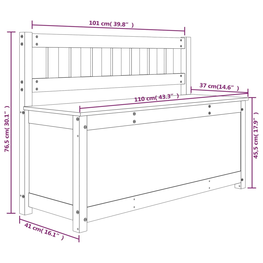 Bankje 110X41X76,5 Cm Massief Grenenhout Wit