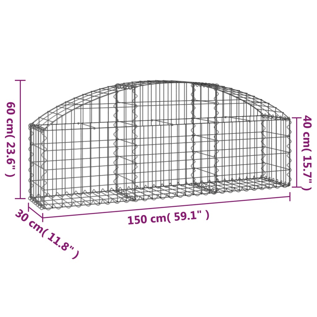 Schanskorf Gewelfd 150X30X40/60 Cm Gegalvaniseerd Ijzer