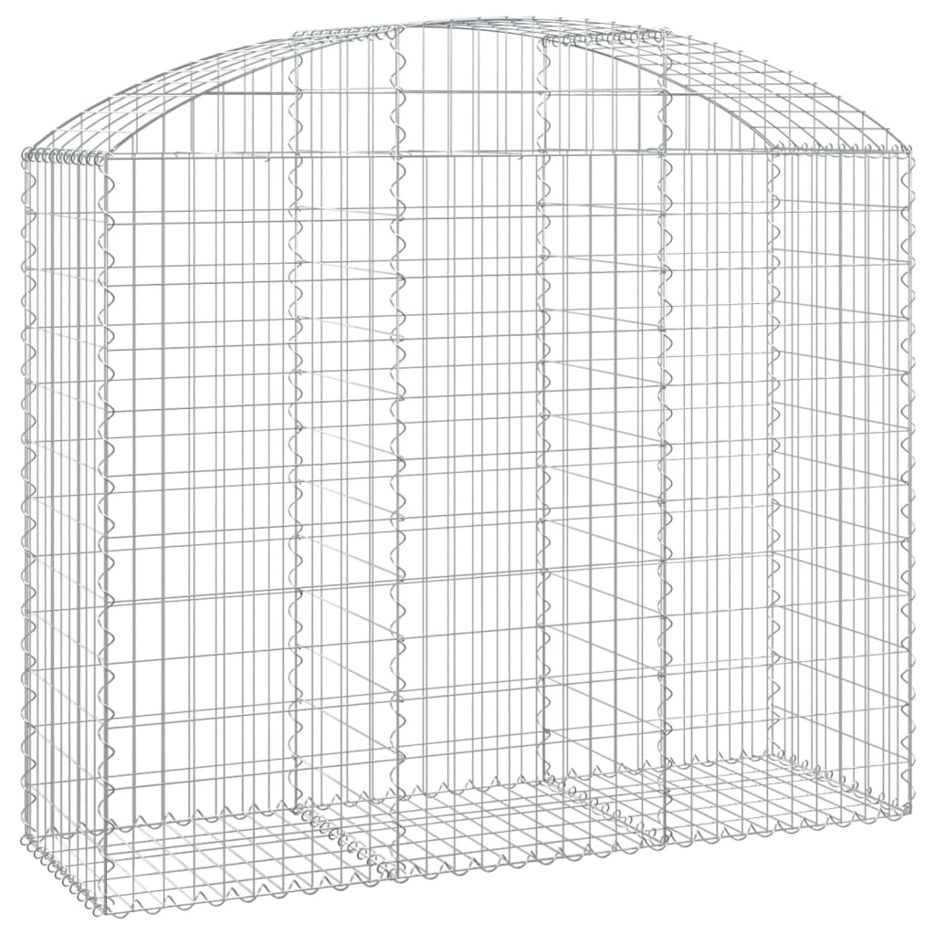 Gewölbte Gabione 150 x 50 x 120/140 cm aus verzinktem Eisen